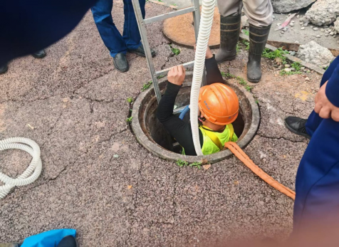 化工園區西區污水提升項目 有限空間作業順利完成